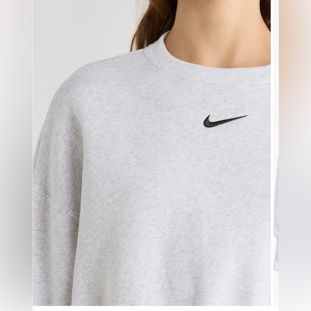 NIKE NEW Phoenix Fleece Crewneck sweatshirt size Small Birch Heather Color - Picture 4 of 8